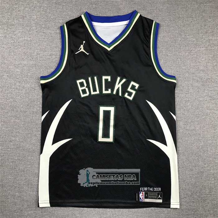 Camiseta Nino Milwaukee Bucks Damian Lillard NO 0 Statement 2022-23 Negro
